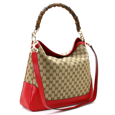 Authentic Gucci Diana Bamboo Handle Bag 282315 Red Trim